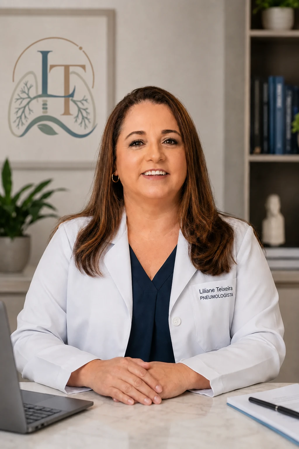 Dra. Liliane Teixeira, pneumologista, em seu consultório em Guanambi/BA