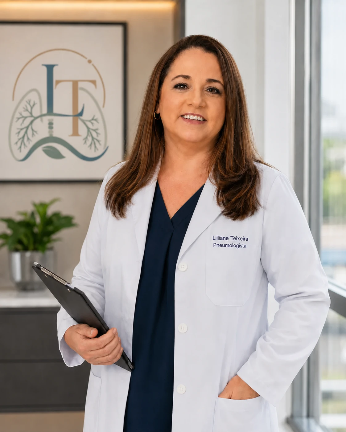 Retrato de Dra. Liliane Teixeira, médica pneumologista